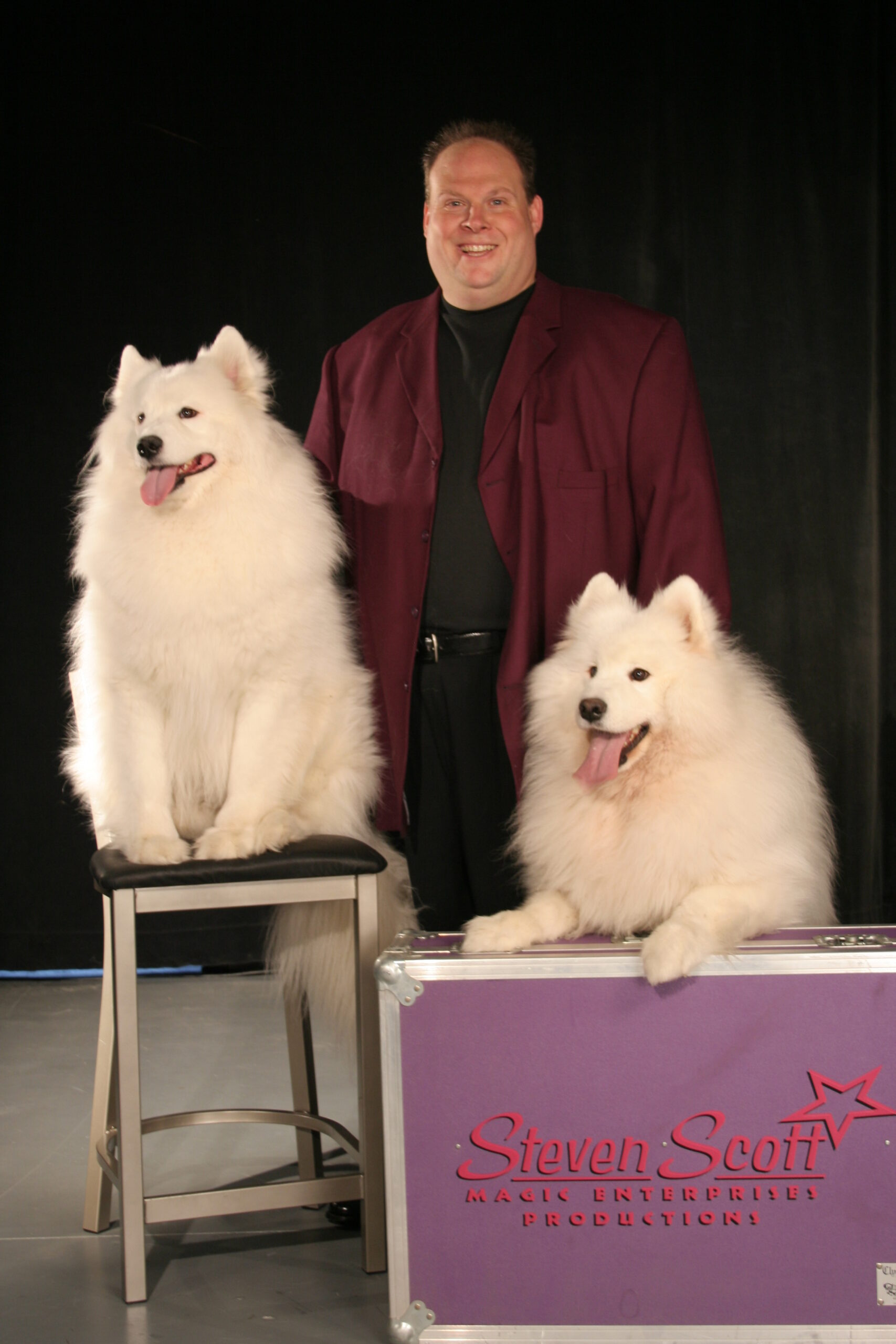 scott and dogs and case standing